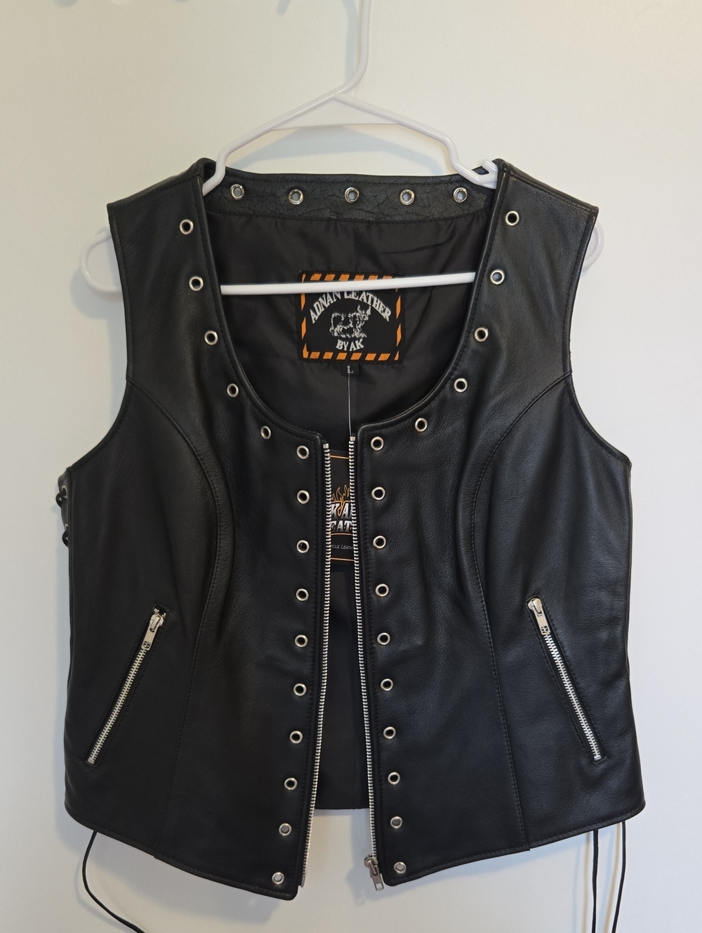 Black Grommet-Detail Moto Vest